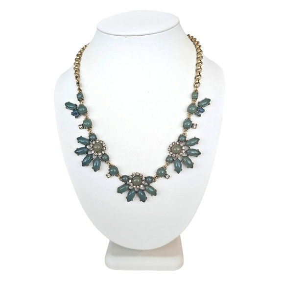 J. Crew Gold-Tone Link-Chain Green Stone - Picture 1 of 5